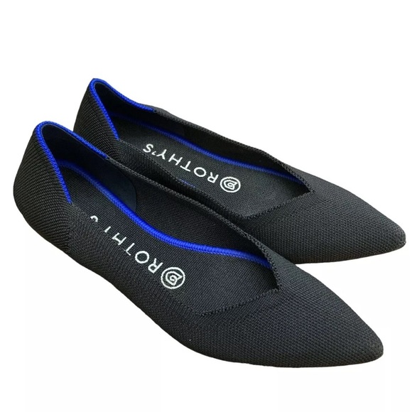 Rothy's The Point Black Flats with Royal Blue Stripe
Ballet Flats Size 9.5 - Picture 1 of 11
